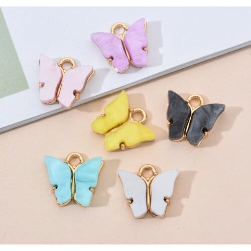 10Pcs/set Color Mixing Shining Butterfly DIY Accessories Fashion Girls Handmade Making Earring Necklace Pendant Jewelry