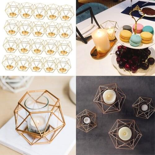 20pcs 3D Geometric Wedding Candleholder Candlestick Mood Tea Light Holder