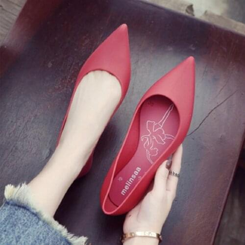 2020 Women Pointed Toe Flat Spring Ladies Slip on Office Career Red Shoe Shallow Female Casual Fashion Comfortable Jelly Shoes89