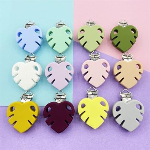 3pcs Baby Leaves Pacifer Clips Perle Silicone Teether Clip DIY Baby Dummy Chain Nipple Holder Soother