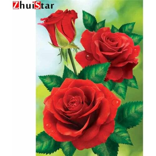 5D Diamond Painting Cross Stitch kit red rose picture for Diamond embroidery Diy Diamond mosaic flowers XY1