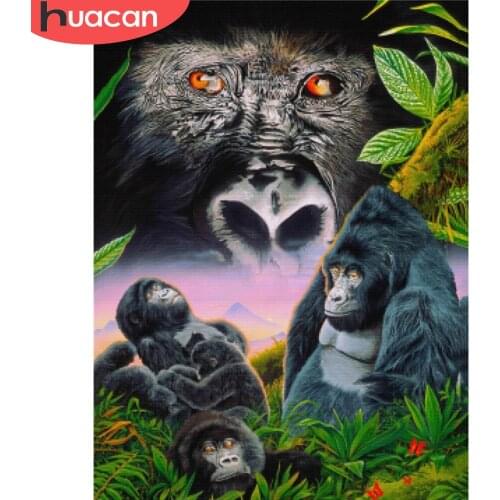 HUACAN 5D DIY Diamond Painting Orangutan Mosaic Monkey Full Square/Round Diamond Embroidery Animal Home Decor Craft Kit