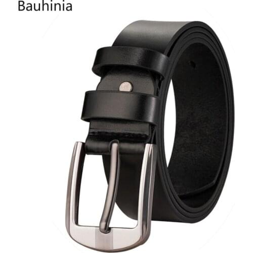 Bauhinia New Youth Hot-selling Business Alloy Pin Buckle Belt Luxury Leather Casual Fashion Jeans Belt 90-130cm Optional