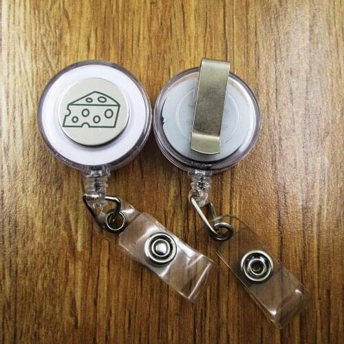 Cheese ID Badge Reel gift for him/her friend family retractable recoil id badge holder work fun