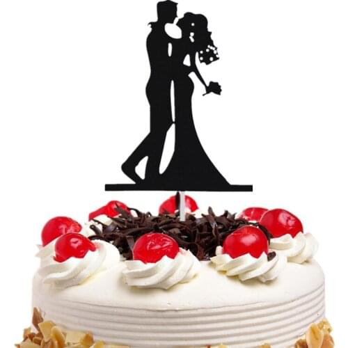 Cake Toppers Flags Black Mr & Mrs Kiss Love Kids Birthday Cupcake Topper Wedding Anniversary Bride Groom Party Baking DIY Xmas