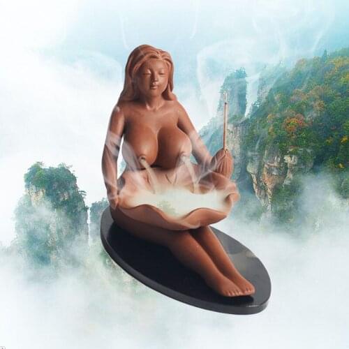 Joss Stick Holder Lady Naked Ornament Retro Purple Sand Practical Incense Burner Meditation Classic Incense Censer Bathroom