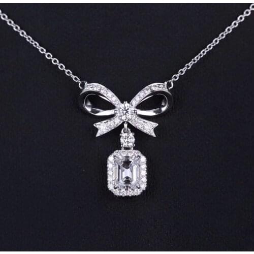 DIWENFU 925 Silver Sterling White Diamond Jewelry 45cm Necklace Pendant for Women Fine Collares Mujer Silver 925 Jewelry Pendant