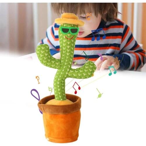 Electric Cactus Plush Toy Can Dance Sing Swing Turn Around And Move Fun Straw Hat Potted Toy ChildrenS Educational Toy Gift
