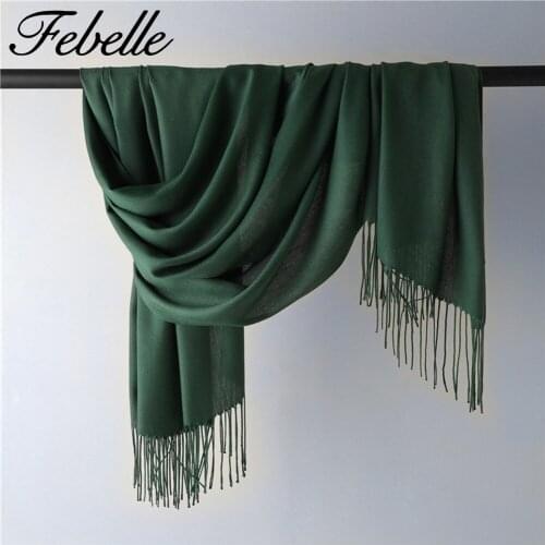 Febelle Women Winter Cashmere Scarf Solid Shawls and Wraps Warm Lady Pashmina Bandana Fall Winter Long Scarf