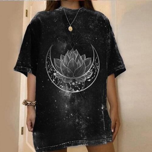 Harajuku Lotus Oversized T Shirt Women 2021 Summer Vintage Graphic Tee T Shirts Femme Casual Loose Short Sleeve Tops Tshirts