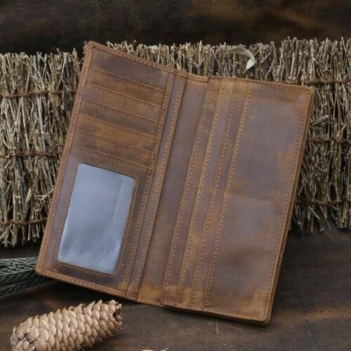 Hot sale high quality top layer cowhide vintage purse men European and American style genuine leather wallets