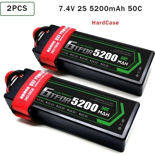 GTFDR RC Car Lipo Battery 2pcs 7.4V 5200mah 50C Hard Case Bateria Lipo For Buggy Truggy Evader BX trx4 SCX10 RC SUV