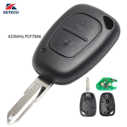 KEYECU Remote Key Fob 2 Button 433MHz PCF7946 for Renault Vivaro Master Kango 2004-2008