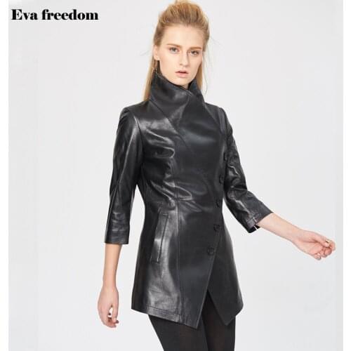 Office Style Ladies Lambskin Coat Jacket Spring and Autumn European and American Fashion Leather Women