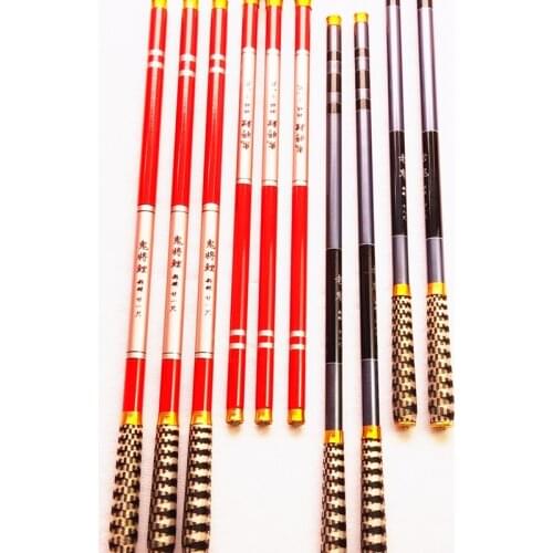 Hot Telescopic Carbon Fiber Super Hard Ultra Light Carp Fishing Pole Stream Fishing Rod Hooks 2.7~7.2M +1 Spare Top Tips Rod