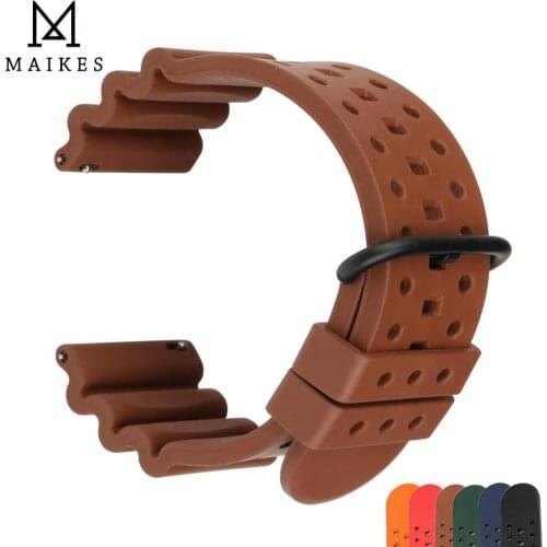 MAIKES 24mm Rubber Rally Watch Band Quick ReleaseStrap Waterproof Air Hole Watchband Suitable For Each Brand Watch Strap