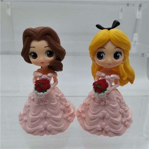 Princess Series MiNi Cute 1/8 Belle Alice Wedding Dress Version Q Collection Ornaments PVC Model Toy Girls Dolls