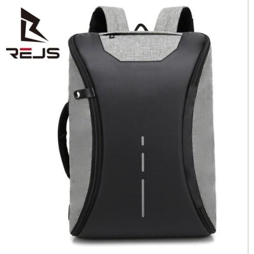 REJS LANGT Fashion School Backpack with Charging Daily Work Business Backpack Men Fit 15.6 Inch Laptop Waterproof Travel Bag
