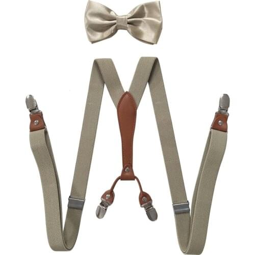 Mans Suspenders with Bow Tie 3 clips Braces Set Male Vintage Casual Suspensorio Trousers Strap Boys Suspenders