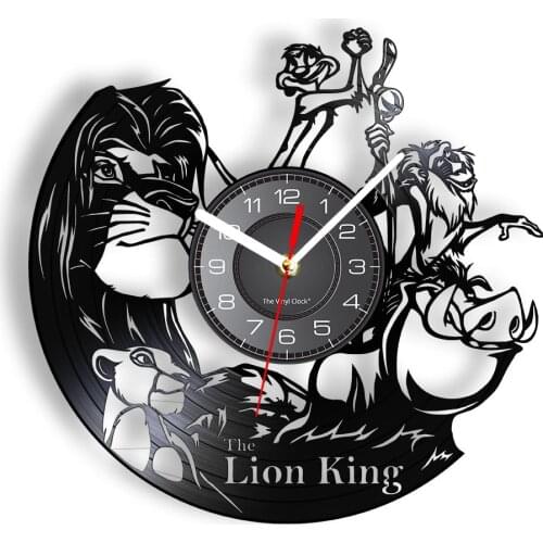 The Lion Prince Animal Inspired Vinyl Record Wall Clock Jungle Safari Retro Hanging Watch Silent Swept Clock For Kids Bedroom