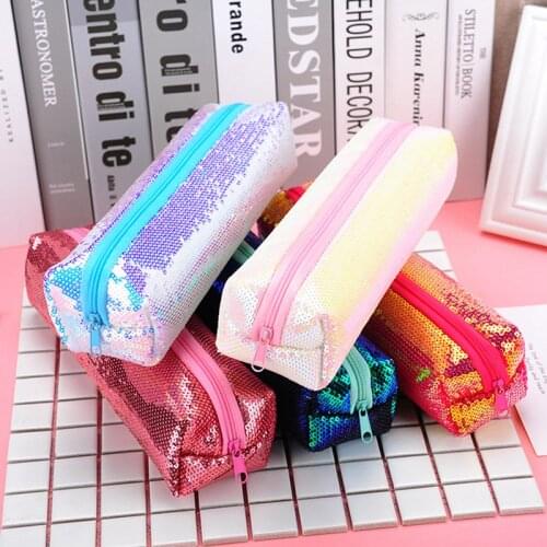 New New Reversible Sequin Pencil Case For Girls School Supplies Super Big School Stationery Gift Magic Pencil Box Pencilcase
