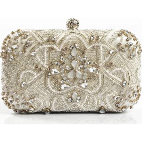 Luxury Women Evening Bags Fashion Pearl Beaded Diamond Women Evening Clutch Bag Bridal Wedding Purse Handbag Shoulder Bag Chain