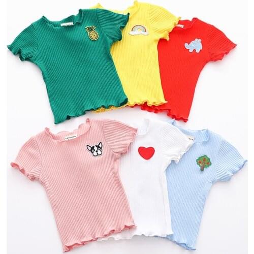 E&Bainel 3pcs/lot Baby Girls Shirt 2019 Summer Fashion Short Sleeve Girls T Shirt Soft Cotton Tops O-neck Children Kids Clothing