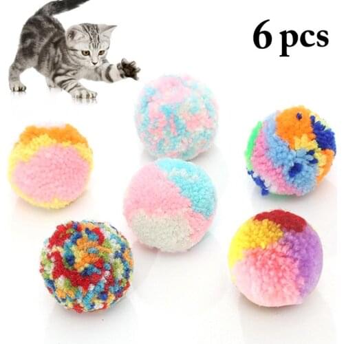 Cute Funny Cat Toys Stretch Plush Ball 5cm Cat Toy Ball Creative Colorful Interactive Cat Pom Pom Cat Chew Toy Dropshipping