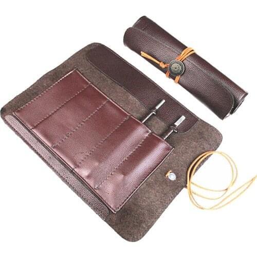 Tools Knives Roll Up Bag Carving Pocket Knives Leather Bag Storage Organizer Leather Seal Engraving Roll-Up Knife Cover