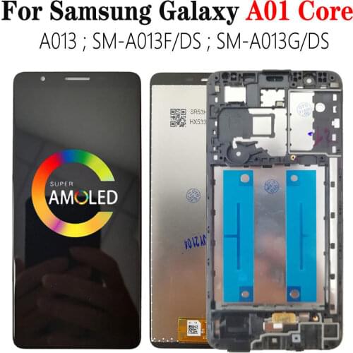 Super AMOLED A01 Core LCD With Frame For Samsung Galaxy SM-A013F/DS A013 A013G Display Screen Touch Digitizer Assembly 5.3"