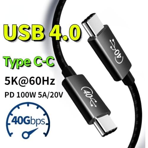 USB 4.0 USB C Cable PD 100W 5K/60Hz Compatible Thunderbolt4 3/DP/PCle USB-C to Type C 40Gbps USB4.0 Gen3 Fast Cable for Mac Pro