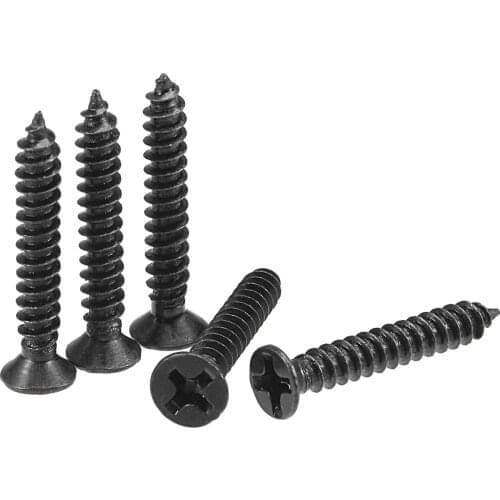 Uxcell Wood Screws Phillips Flat Head Carbon Steel Black for Floorboard