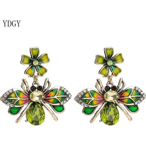 YDGY exaggerated brand alloy oil drop acrylic insert Bee Earrings female fashion temperament Earrings