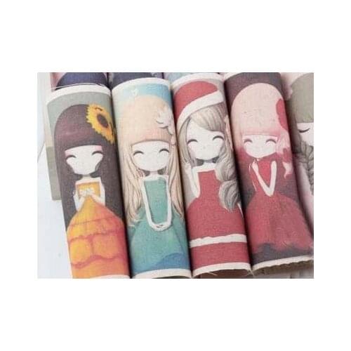 YY New 5pcs Zaka Pretty Dressing Girl Printed Cotton Linen Fabric 15x15cm