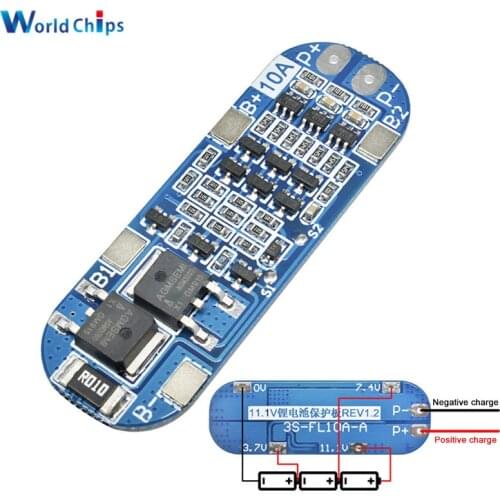 3S 10A 11.1V 12V 12.6V Lithium Battery Charger Protection Board Module for 18650 Li-ion Lipo Battery Cells BMS 3.7V