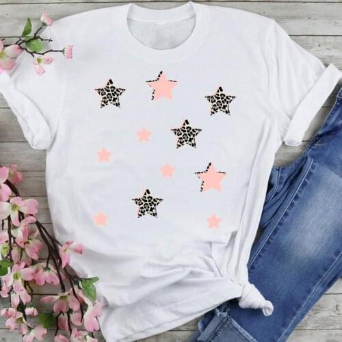 Women Graphic 90s Leopard Love New Cute Style Cartoon Summer Fashion Print Short Sleeve Female Clothes Tops Tees Tshirt T-Shirt