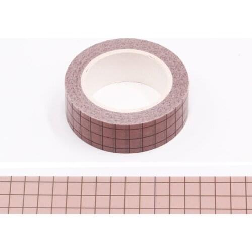 1PC 15MM*10M Red-brown and Black Grid Designs Washi Tape Wide Sticky Adhesive Tape Scrapbooking Album DIY Decorative Paper Tape