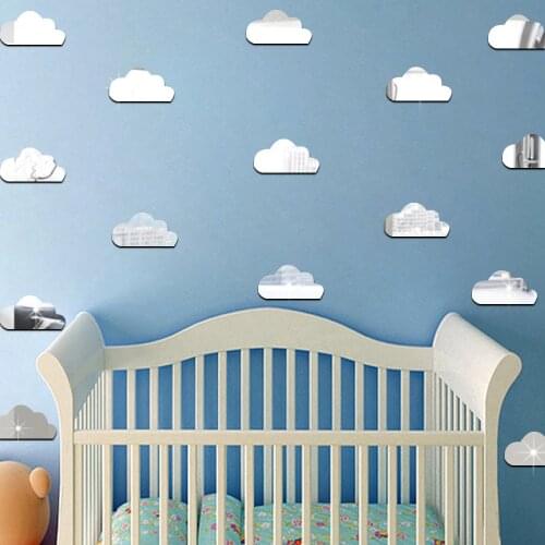 10pcs/set Acrylic Mirror Cartoon Clouds Wall Stickers For Kids Rooms Baby Nursery Wall Decal Wedding Decor DIY Art Mural Poster