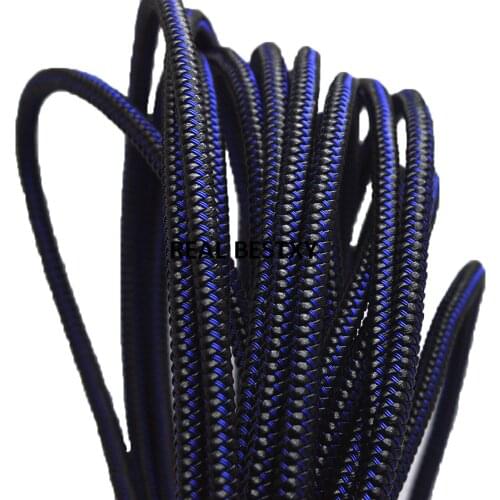 5m/lot approx 5*5mm black Round Leather Cord with blue steel wire cords leather for DIY Necklace Bracelet Jewelry Leather Cords