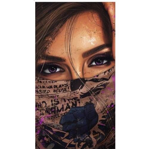 5D Diy Diamond Painting Mask Fashion Girl Cool Tattoo Cross Stitch Diamond Mosaic Picture Embroidery Crystal HandcraftZP-4961