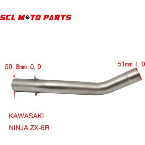ALconstar-Racing Motorcycle Exhaust Middle Pipe Full System Stainless Steel Fit 51MM Exhaust For KAWASAKI ZX6R ZX-6R 2009-2014