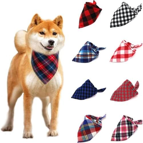 Dog Bandana Cotton Plaid Washable Bibs Pet Dog Bandanas Scarf Bow Tie Collar Puppy Cat Small Middle Large Dog Grooming Products
