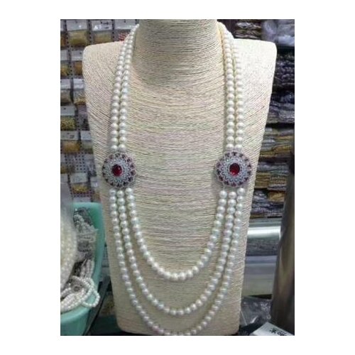Noble jewelry new design 8-9mm round white pearl necklace DIY women hot sale jewelry
