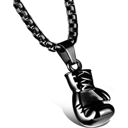 Boxing Glove Necklace Gold Color Chain Boxing Glove Pendant Necklaces Stainless Steel Boys Charm Fashion Sport Fitness Jewelry