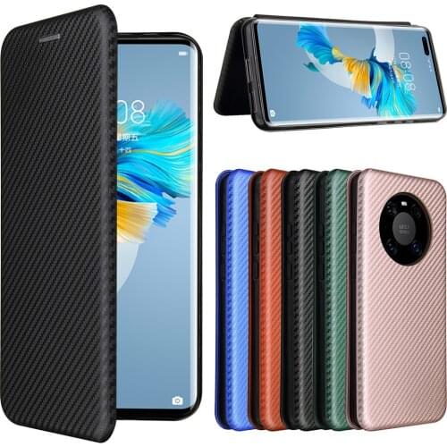 For Huawei Mate 40 Case Luxury Flip Carbon Fiber Skin Magnetic Adsorption Case For Huawei Mate 40 Pro Plus Mate40 Phone Bags