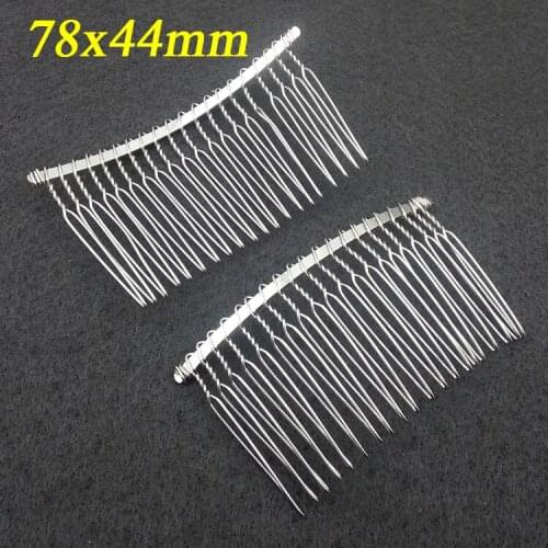 Mitation silver Metal wire hair Combs 20 long Teeth wedding Hair Accessories for bridd 78x45mm for sinamay fascinator