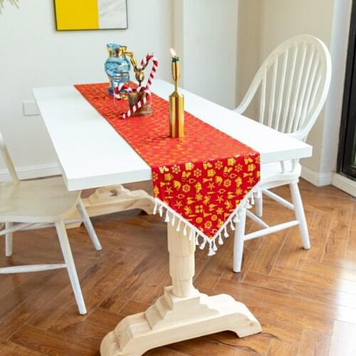 HLQON red snowflake print modern table runner table cloth cabinet cover bed runner cabinet cover home party festival decoration