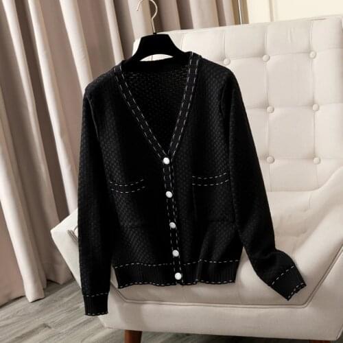 BYGOUBY Women Cardigan Sweater Vintage Knitted V Neck Open Cardigans Casual Female Sweater Tops Long Sleeve Autumn Winter Clothe