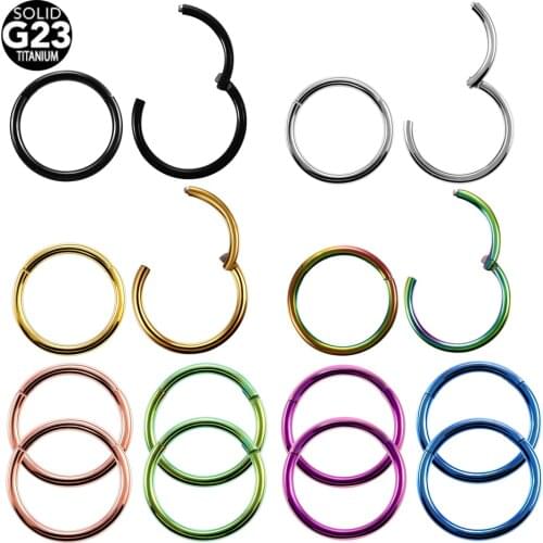 2Pcs/lot G23 Titanium Thin Fake Nose Ring Septum Helix Nostril Piercing Labret Lip Fake Piercing Cartilage Fake Earrings Hoop