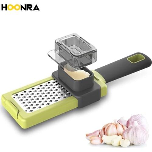 HOONRA Creative Garlic Presser Multi-function Manual Garlic Chopping Garlic Stainless Steel Press Crusher Cooking Kitchen Gadget